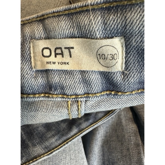 OAT New York Wide Leg Raw Hem Jeans Blue Medium Wash High Rise Size 10 30 GUC - Picture 4 of 6